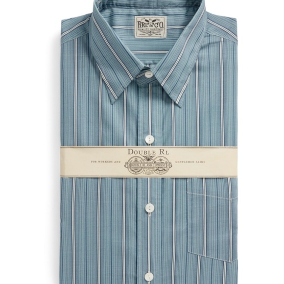 Ralph Lauren’s  Double RL men’s slim fit striped woven shirt 100% cotton. - Picture 1 of 16